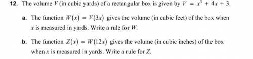 The volume / (in cubic yards) of a rectangular box is given by V = x^3 + 4x + 3.