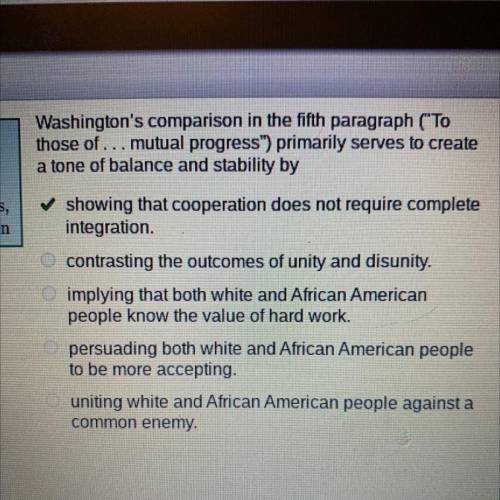 Washington's comparison in the fifth paragraph (To

those of ... mutual progress) primarily serv