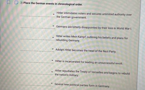 I need help ASAP :). Please place the German events in chronological order as best as you can!