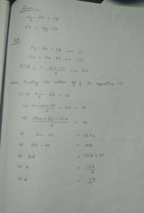 Do the equations 5y−2x=18 and 6x=−4y−10 form a system of linear equations?