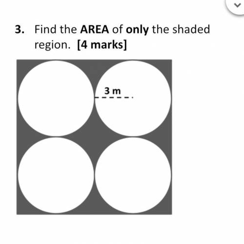 Please help, find the area of only the shaded area.