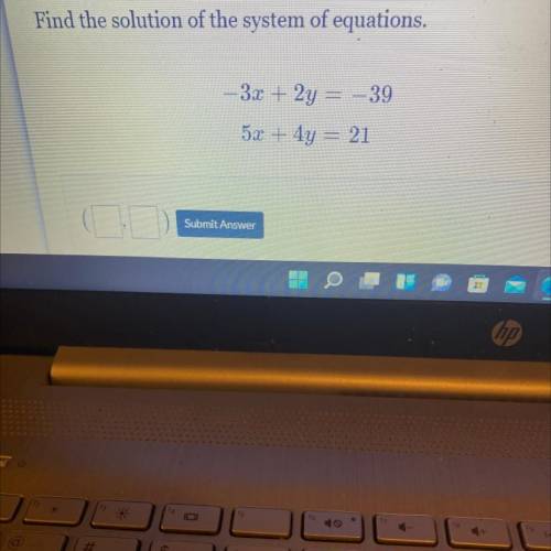 Find the system if equations it has to be in x and y coordinate
