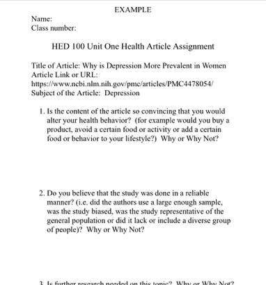 What can I use for a health article for my health class it has to be on “psychological health” from