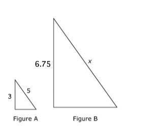 Figure A and Figure B are shown below

The scale drawing for Figure A is 3 inches to 5 feet. If th