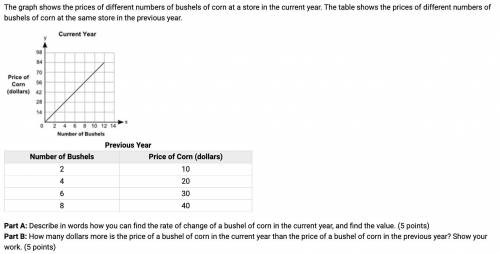 PLS HELP ME PLEASE

The graph shows the prices of different numbers of bushels of corn at a store
