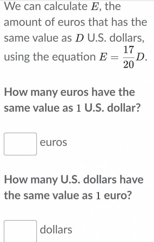We can calculate E, the amount of euros that has the same value as D.S. dollars, using the equation