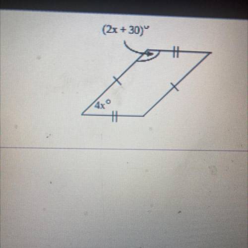 Find the value of x. (Hint: The sum of the angle measures of a quadrilateral is 360°.)