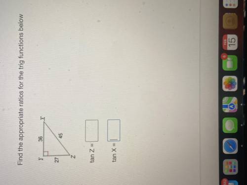 Find the appropriate ratios for the trig functions below T, X, Z