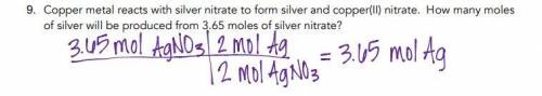 How many grams of Ag will be produced from 3.65 moles of silver nitrate?