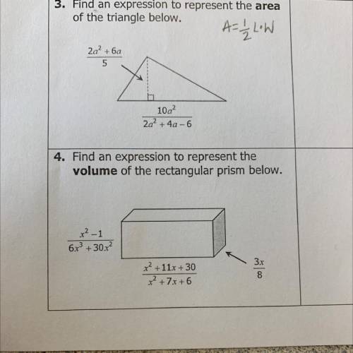 Find an expression to represent the VOLUME of the rectangle prism below. #4 on image. If possible n