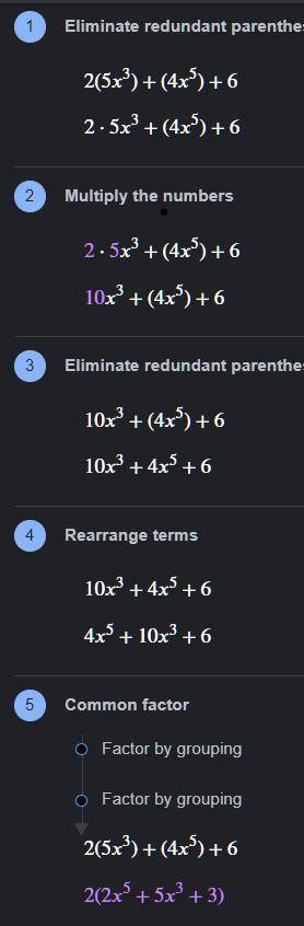 2 (5x3) + (4x5) + 6 =?