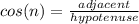 cos(n) =  \frac{adjacent}{hypotenuse}