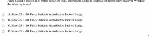 Travon: Mathematics

Fancy Station is located at 25 meters below sea level, and Packers' Lodge is