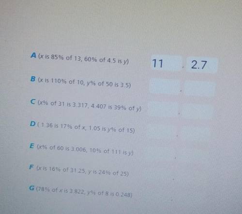 For each ordered pair, solve the percent problem