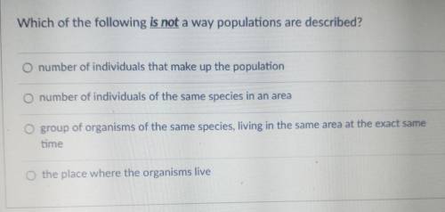 Which of the following is not a way populations are described?