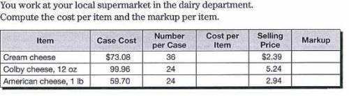 Markup = Selling Price - Cost
