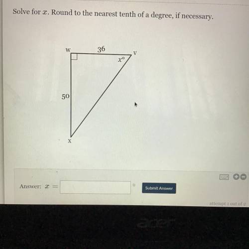 Solve for X round to the nearest tenth of a degree if necessary