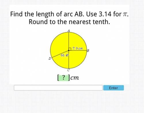 Find the length of arc AB. use 3.14 for π. round to the nearest tenth