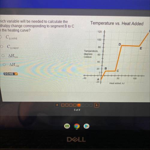 Which variable will be needed to calculate the

enthalpy change corresponding to segment B to C
on