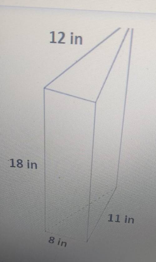 the side lengths of the base of a triangular prism are 8 in, 11 in, and 12in. the height of the pri