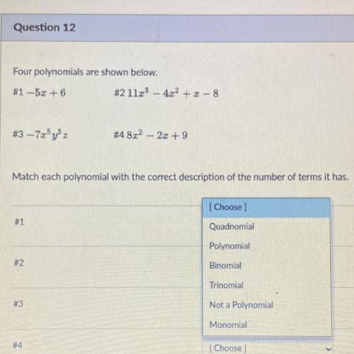 Four polynomials are shown below…