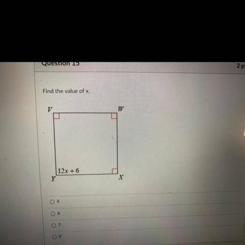 I NEED HELP HURRY PLEASE!
Find the value of x.