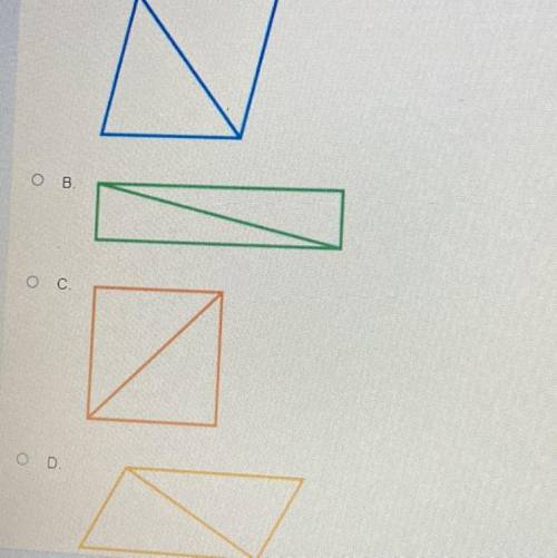 Mason claims that he can cut a parallelogram into two right scalene triangle. Which diagram best su