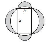 The diagram shows a rectangle inscribed in a circle, as well as 4 semicircles whose diameters are s