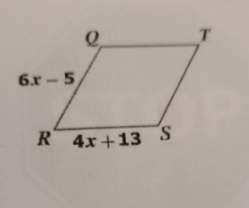 Solve for x given that QRST is a rhombus.