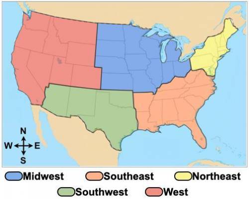 What might be one disadvantage of using this region map to describe the United States? A) The map s