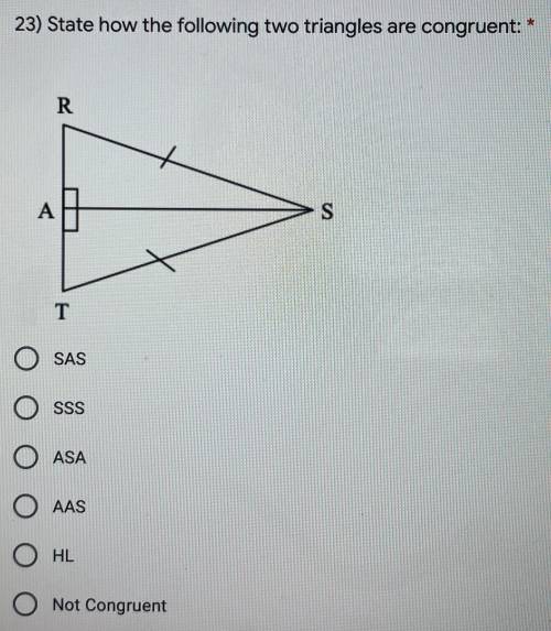 State how the following two triangles are congruent