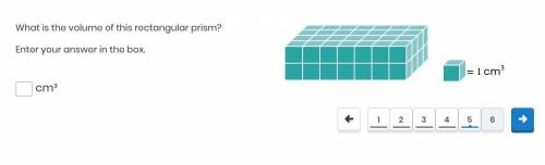 What is the volume of this rectangular prism?
Enter your answer in the box.
__cm³