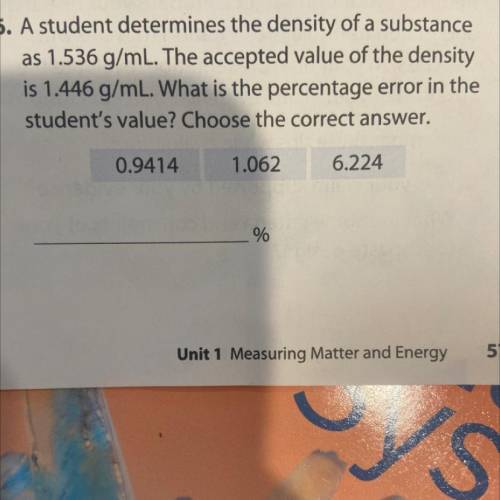 What percentage error in the value? Choose the correct answer 
Please help