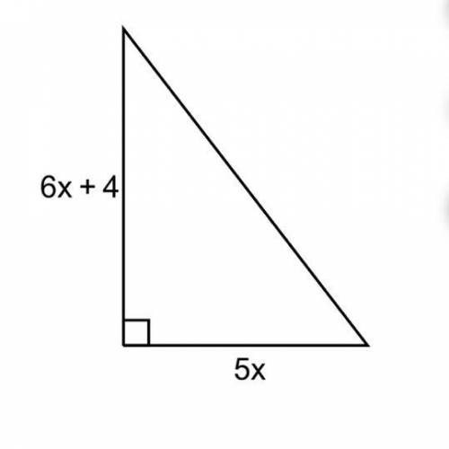 What is the length of the hypotenuse of the triangle when x=10?