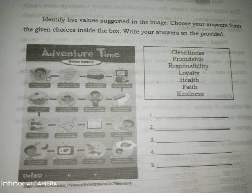 Identify five values suggested in the image. Choose your answers from the given choices inside the