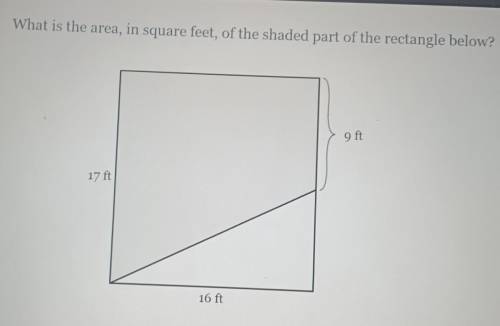What is the area , in square feet , of the shaded part of the rectangle below?