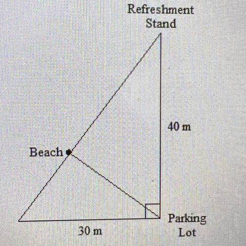 A. How far is the spot on the beach from the parking lot?

b. How far will he have to walk from th