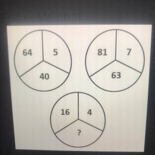 Look at all three circles below. All circles have the same pattern. What number should replace the