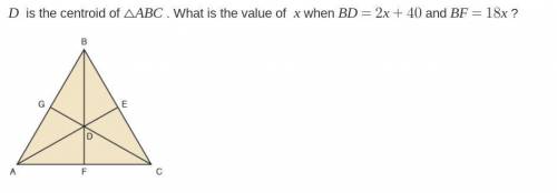 D is the centriod. What is the value of X