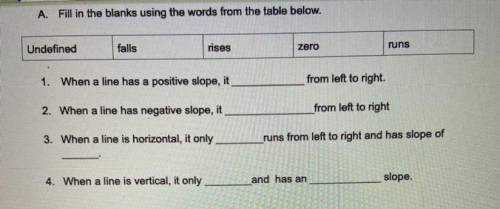 Fill in the blanks using the words from the table below.
