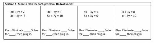 Make a plan for each problem, do not solve.
