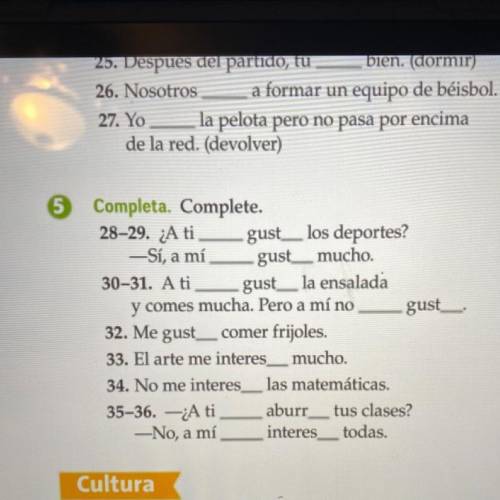 Need help with number 5 (spanish)