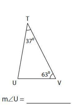 Find the measure of the indicated angle in each triangle.

A)37
B)63
C)80
D)180