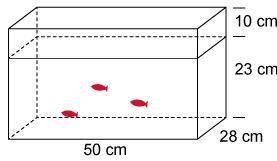 What is the volume of the portion of the aquarium with water in it?

101 cm³14000 cm³32,200 cm³46,