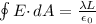 \oint {E \cdot} \, dA = \frac{\lambda L}{\epsilon_0}