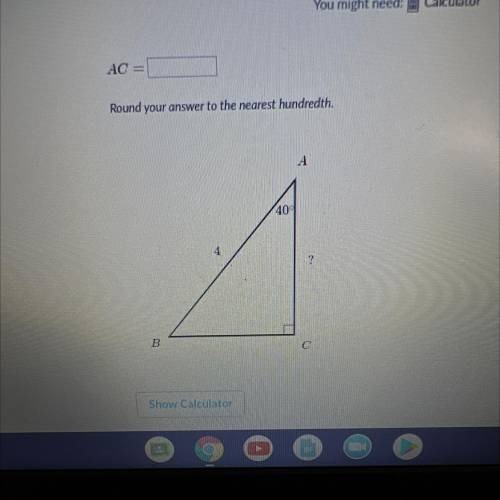 What does AC=?
Round your answer to the nearest hundredth. 
Please help