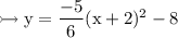 \\ \rm\rightarrowtail y=\dfrac{-5}{6}(x+2)^2-8