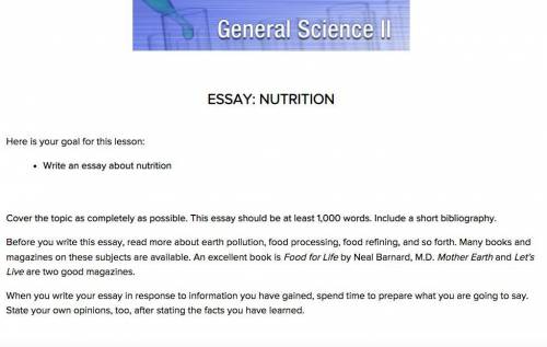 I HAVE A PROJECT , PLEASE HELP ME!

Write an essay about nutrition
Cover the topic as completely a