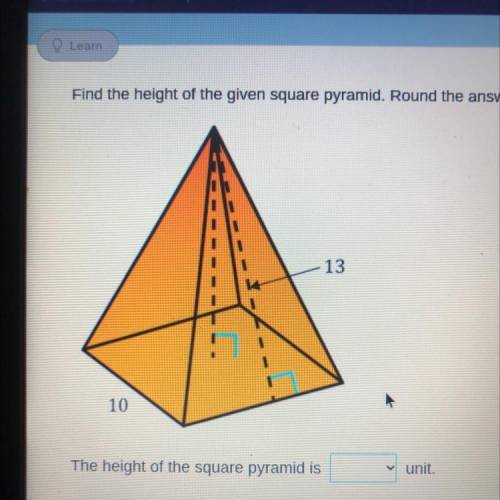 Find the height of the given pyramid. Round the answer to the nearest hundredth.

( PLEASE SHOW WO