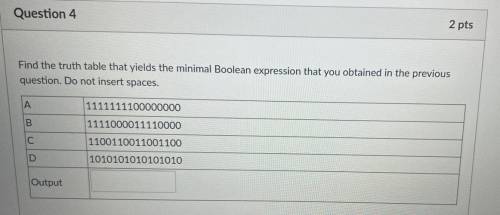 Find the truth table that yields the minimal Boolean expression